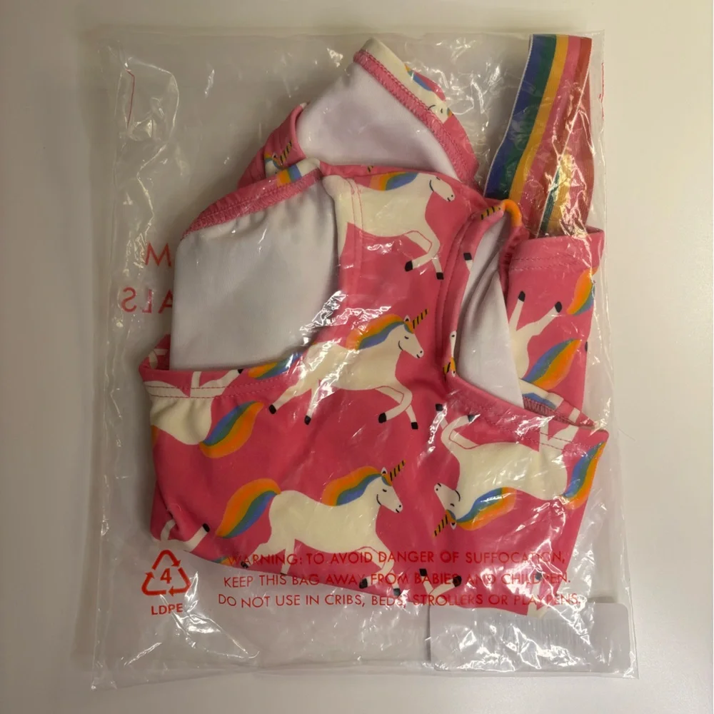 NWT Hanna Andersson Swimsuit, 1 piece Asym, Size 85‎ (US 2), Rainbow Unicorn